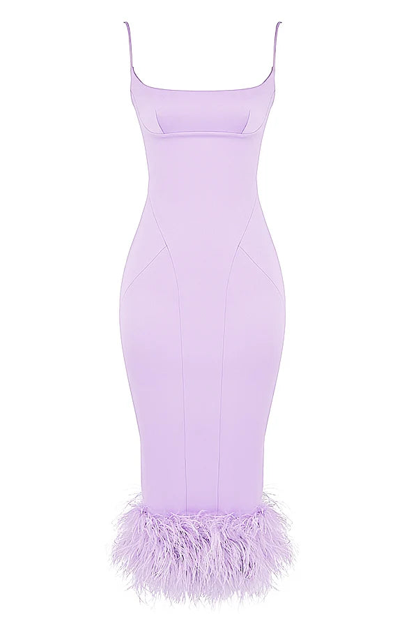 orchid satin midi dress