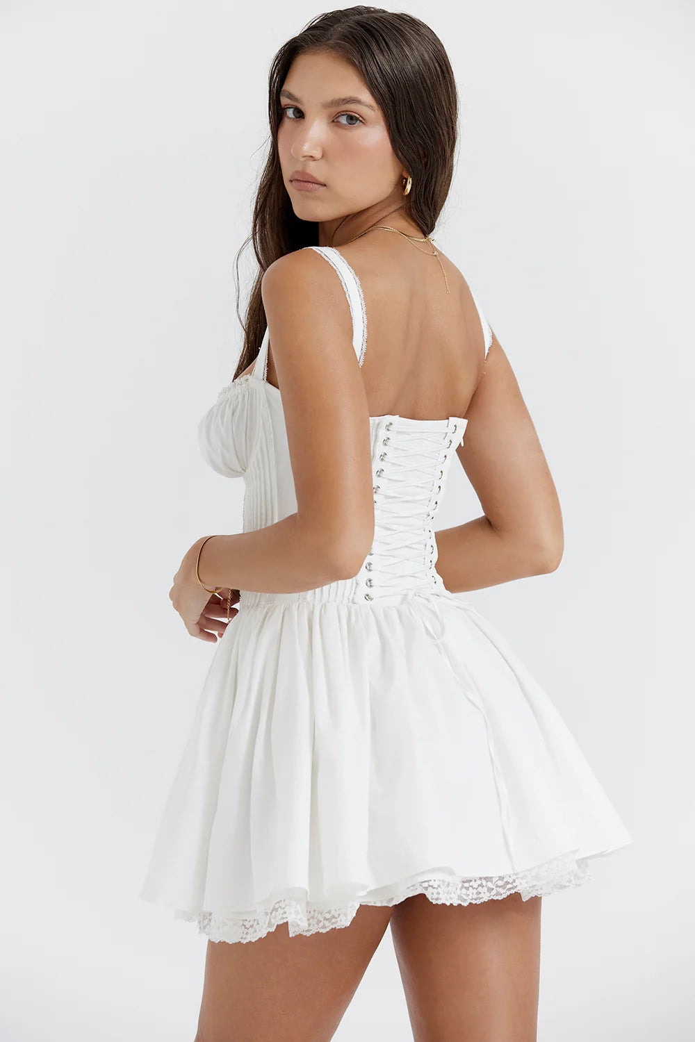 white corset mini dress