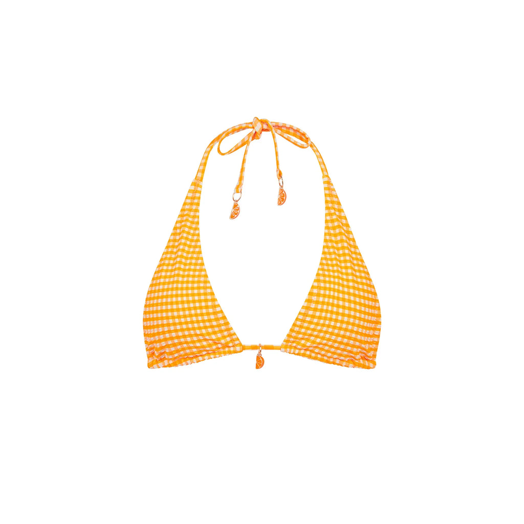 Classic Tie Halter Bikini Top - Orange Cream