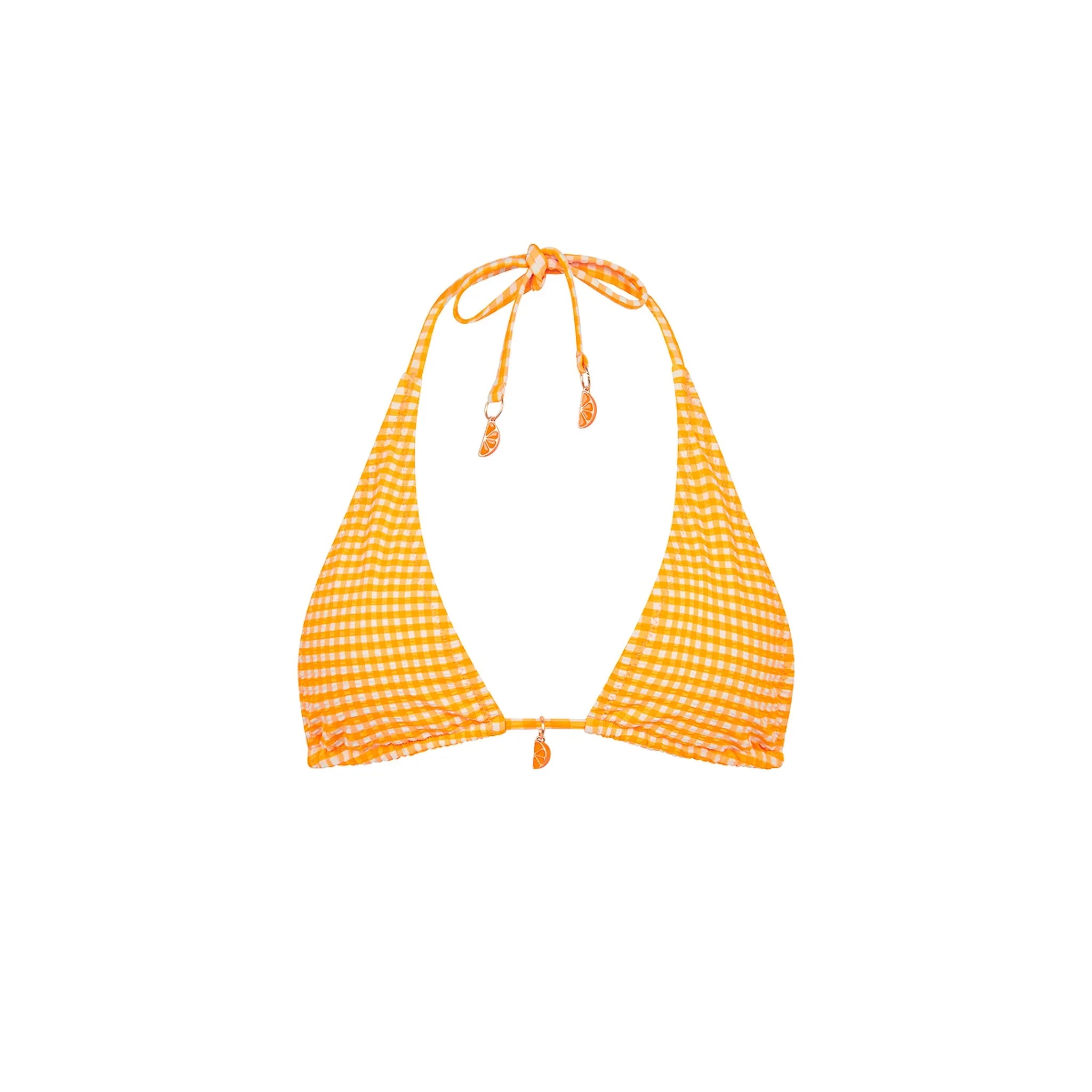 Classic Tie Halter Bikini Top - Orange Cream