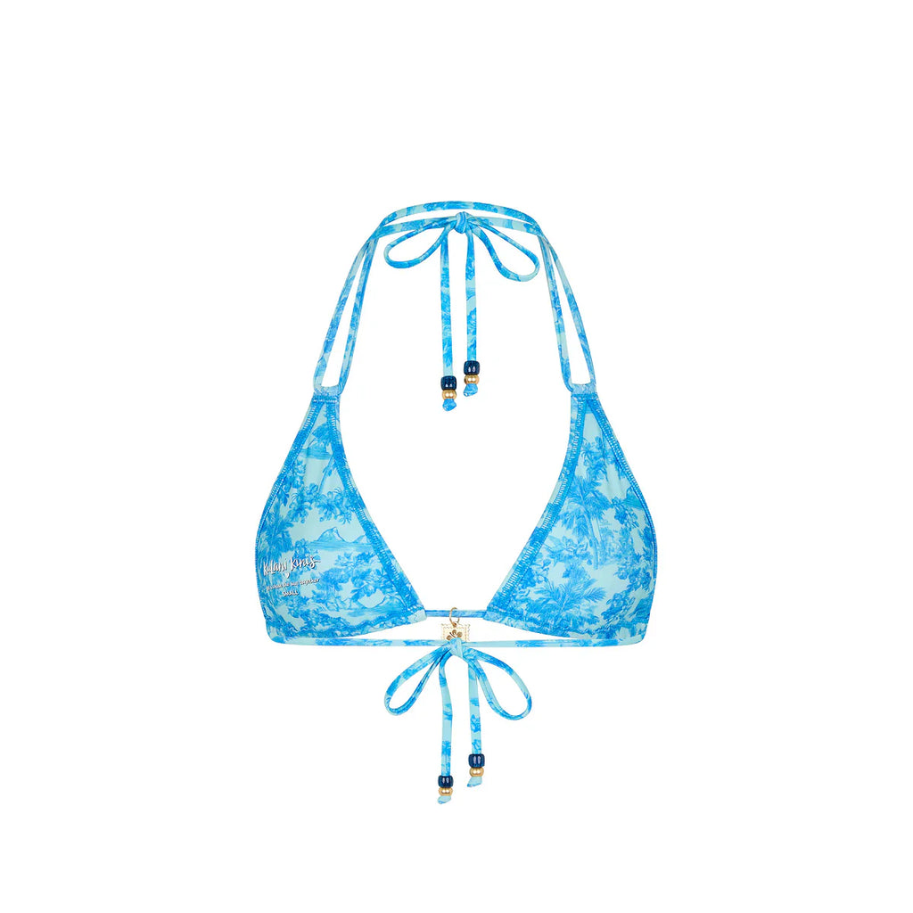 Simple Strap Halter Bikini Top - Ocean Paradise