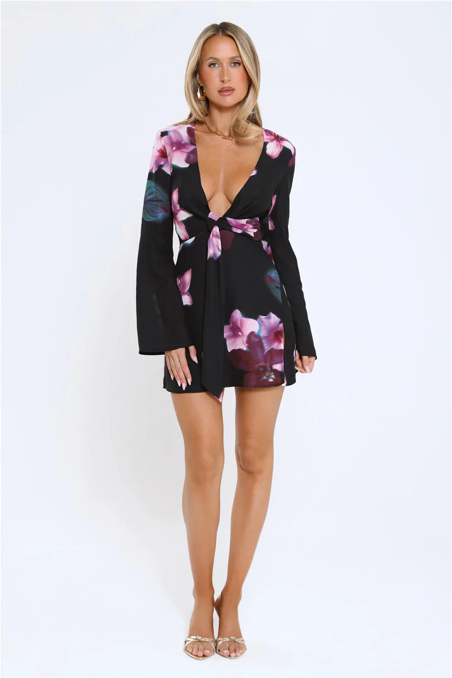 Twilight Bloom Dream Long Sleeve Mini Dress Floral