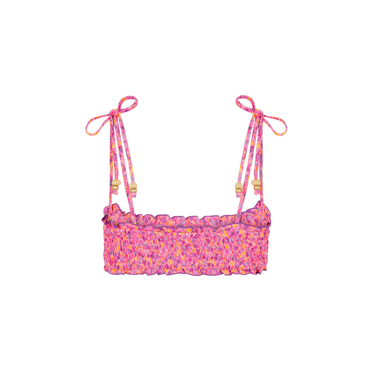 Shirred Crop Tie Bikini Top - Gelato Bloom
