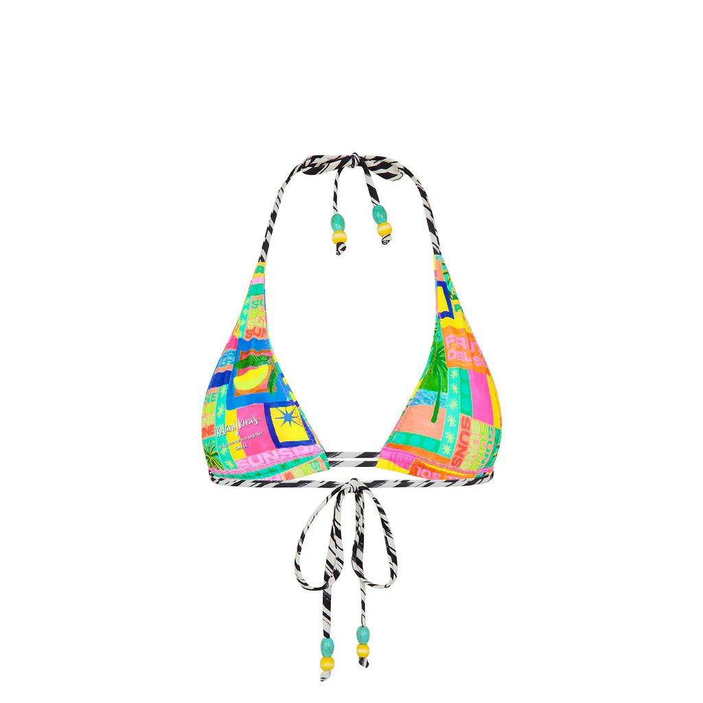 Twin Ruched Halter Bikini Top - Sun Honey