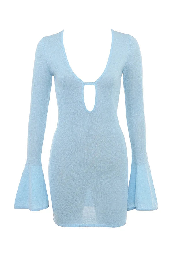 ocean blue knit mini dress - sale