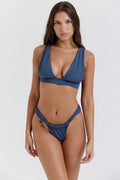 deep blue tie back bikini top