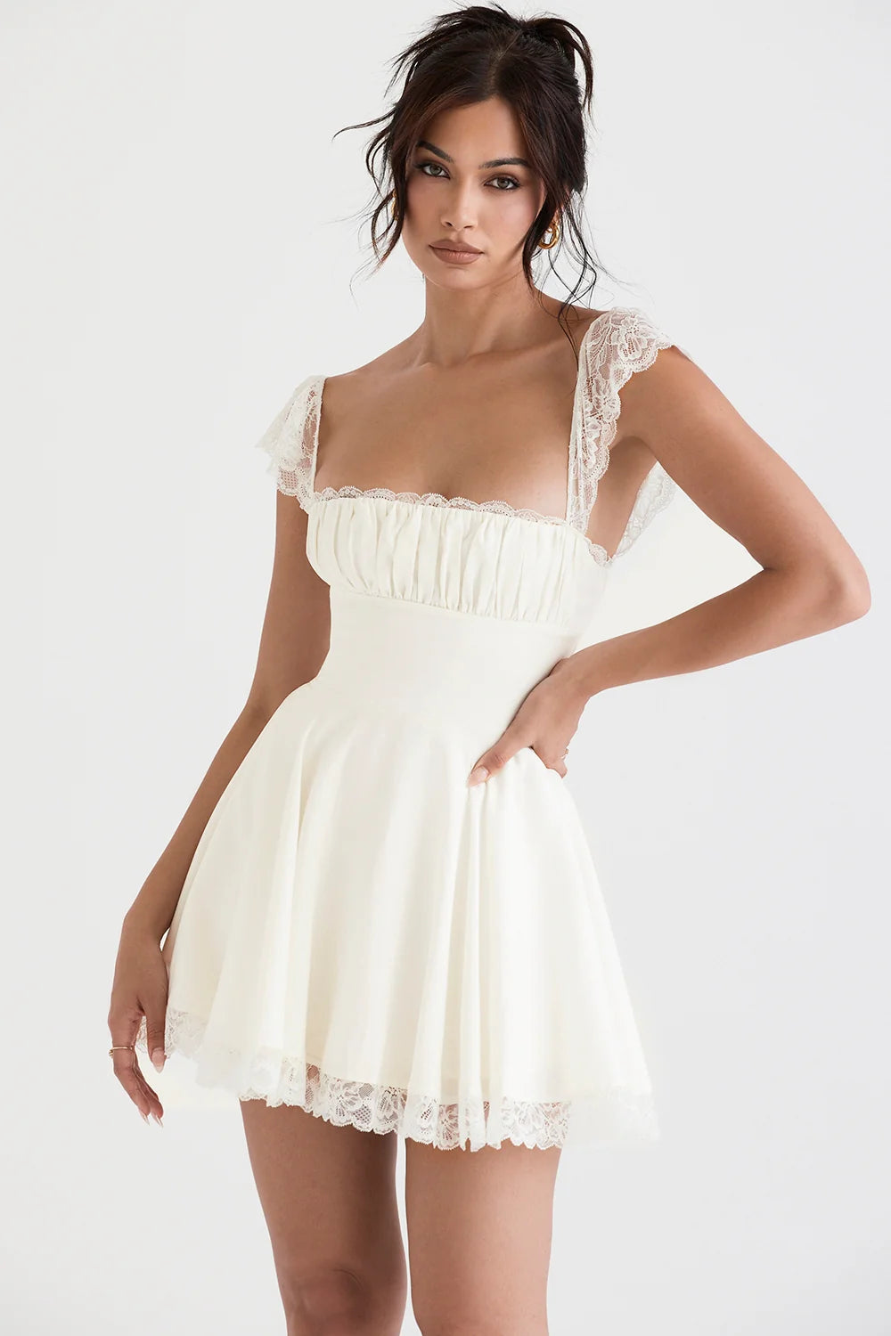 ivory a-line mini dress