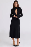 black a-line midi skirt