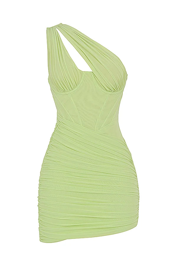lime cut out mini dress