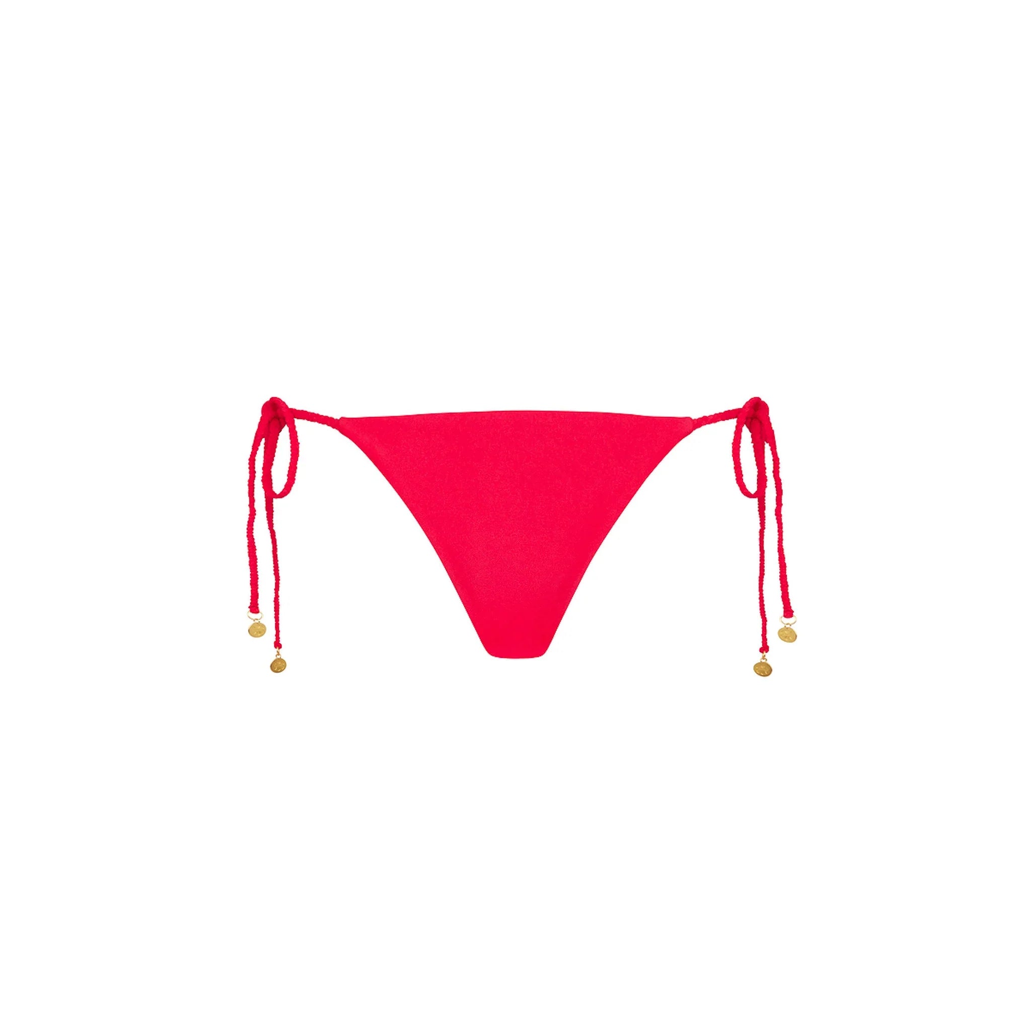 Braided Thong Tie Side Bikini Bottom - Cherry Crush