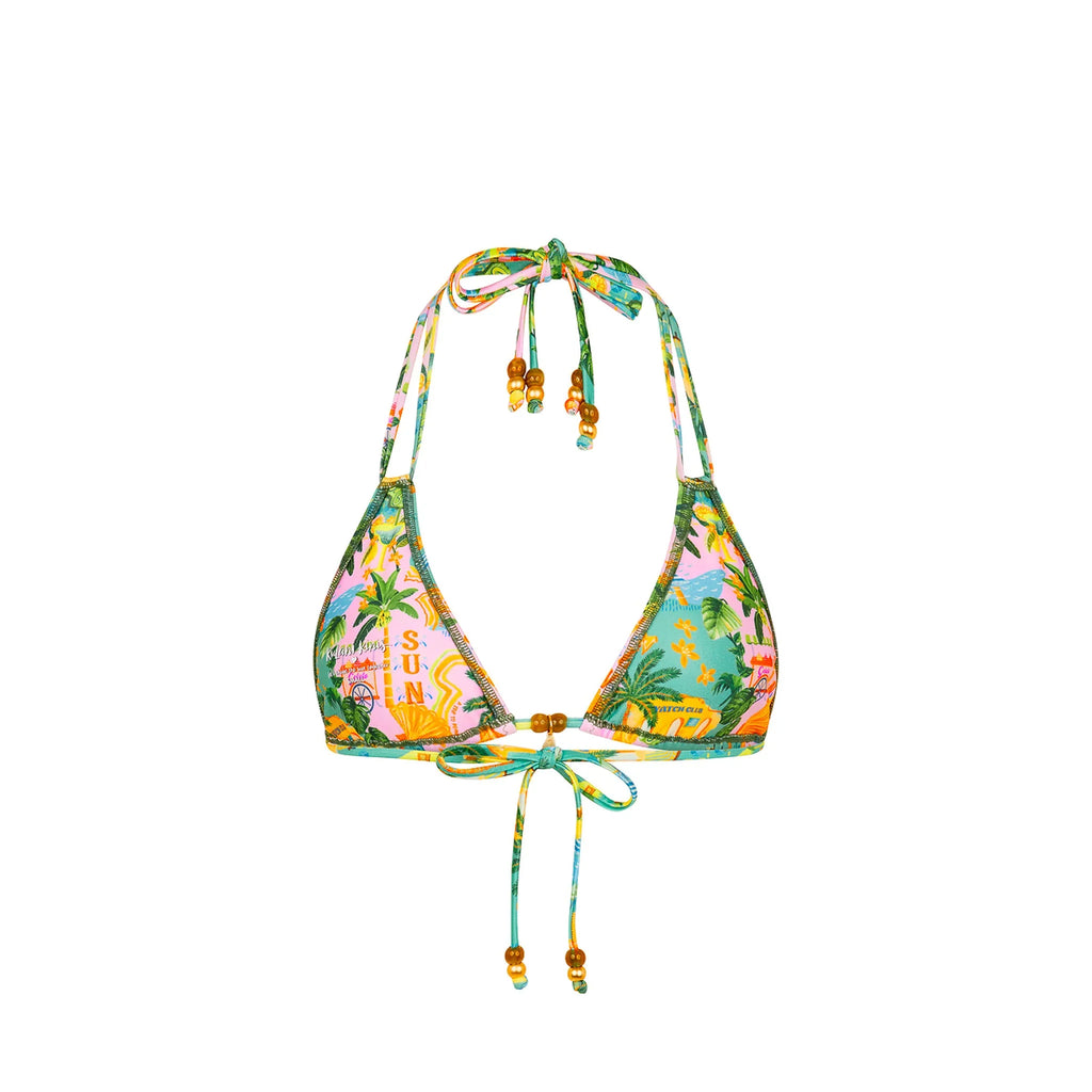 Halter Bralette Bikini Top - Sunlit Spritz