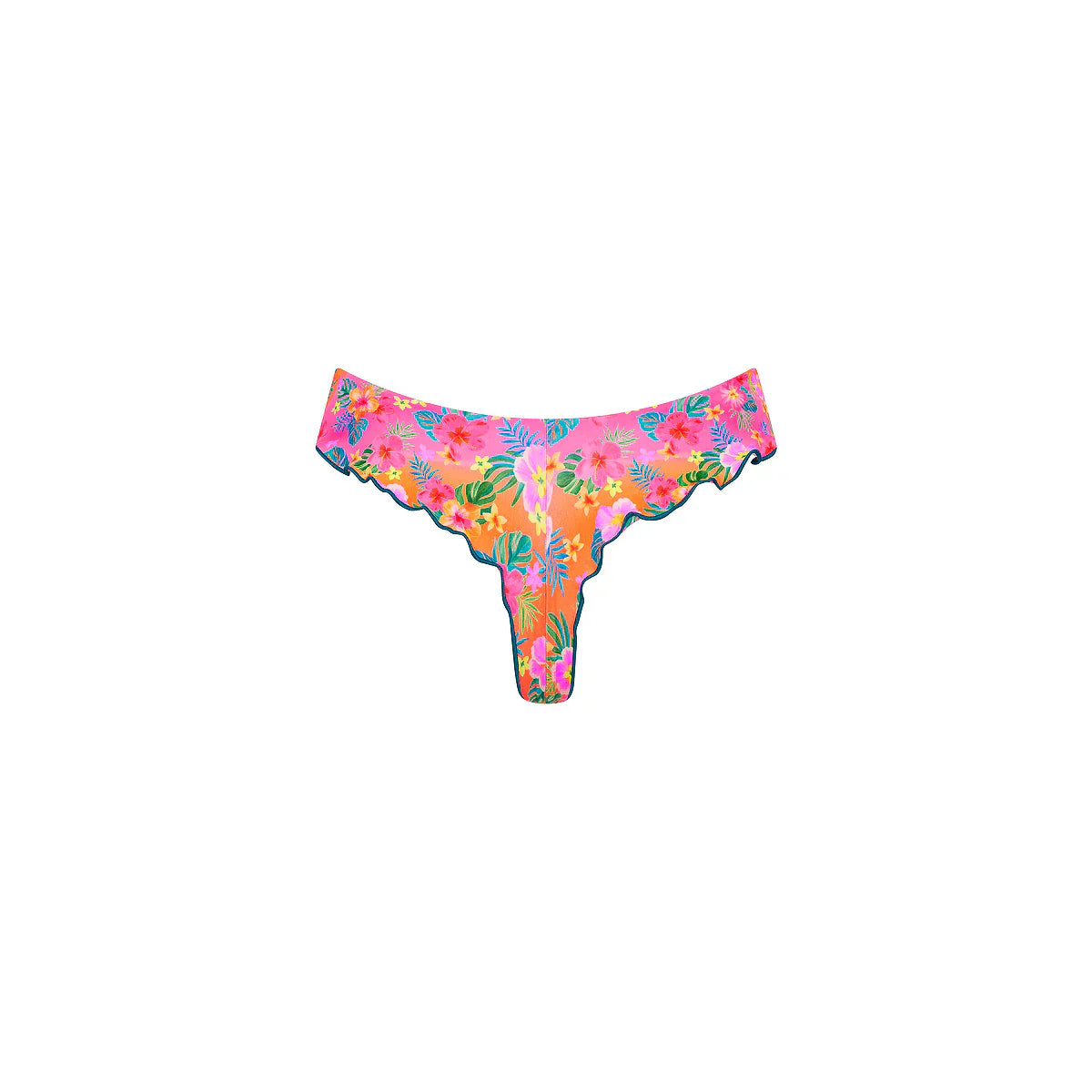 Lettuce Frill Thong Bikini Bottom - Summer Glow