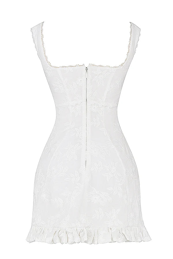 white embroidered mini dress
