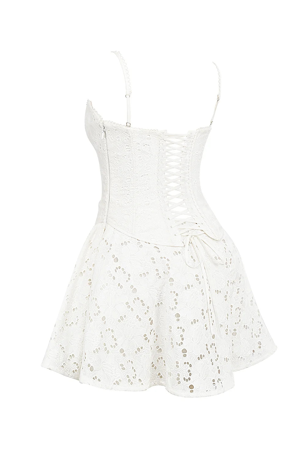 white broderie anglais mini dress