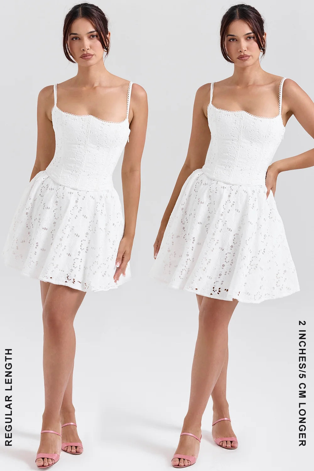 white broderie anglais mini dress