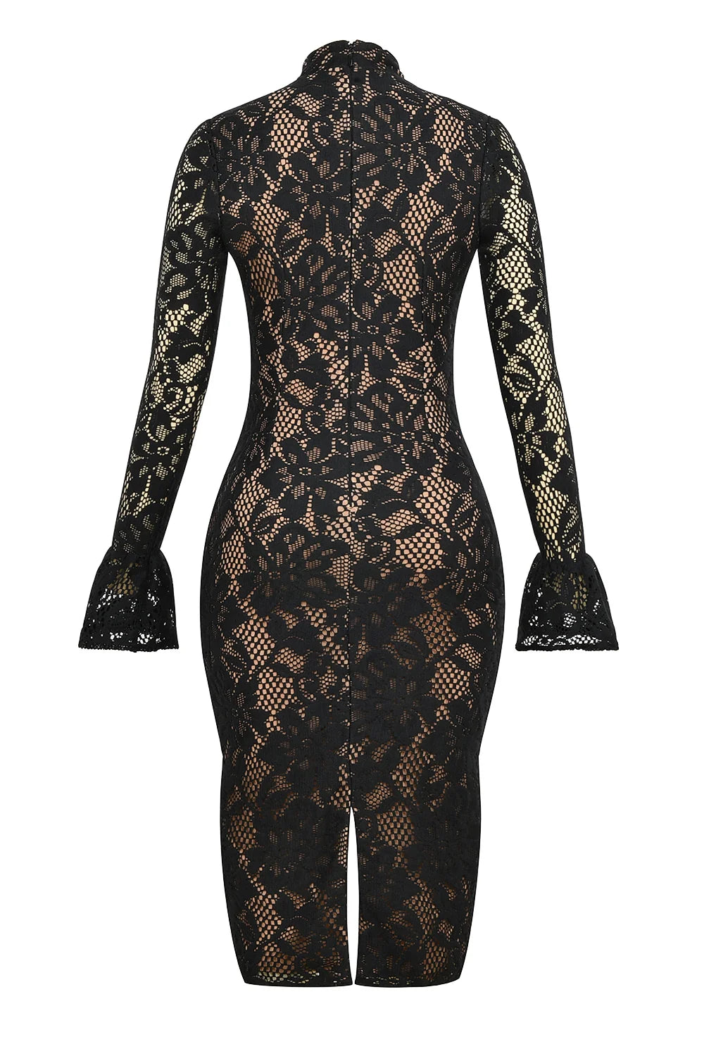black lace midi dress