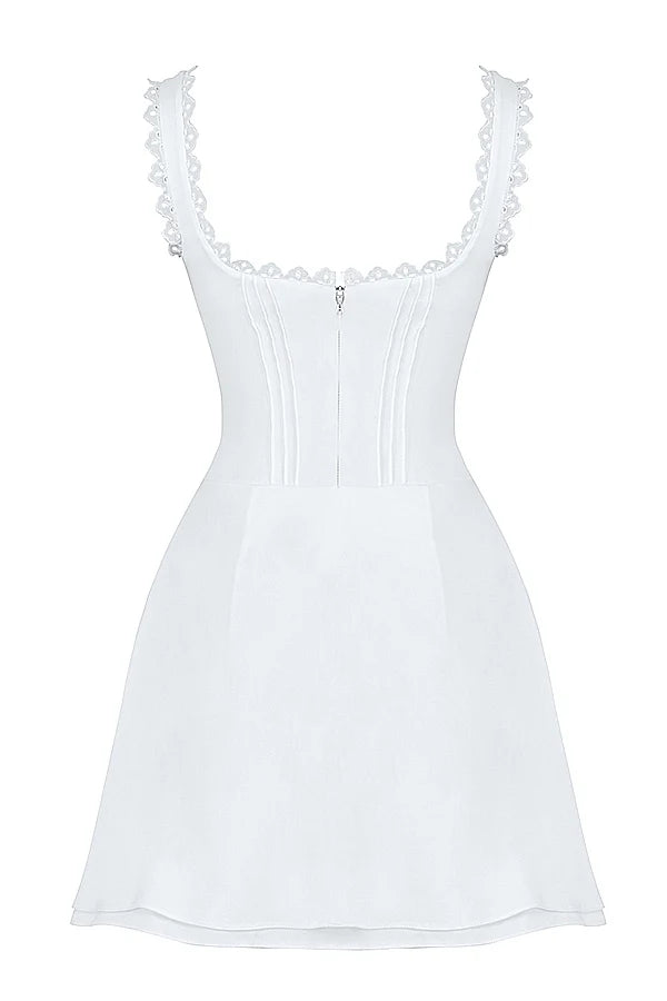 white pin tuck mini dress