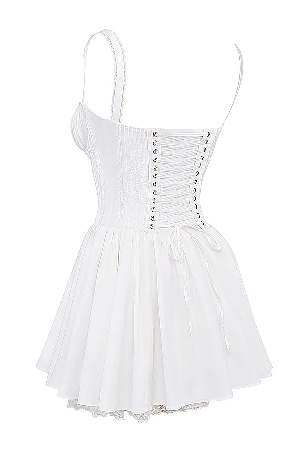 white corset mini dress
