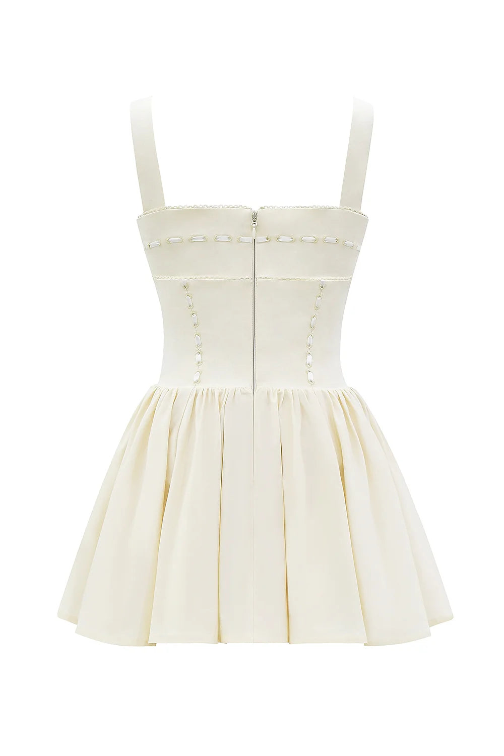 buttermilk ribbon detailed mini dress