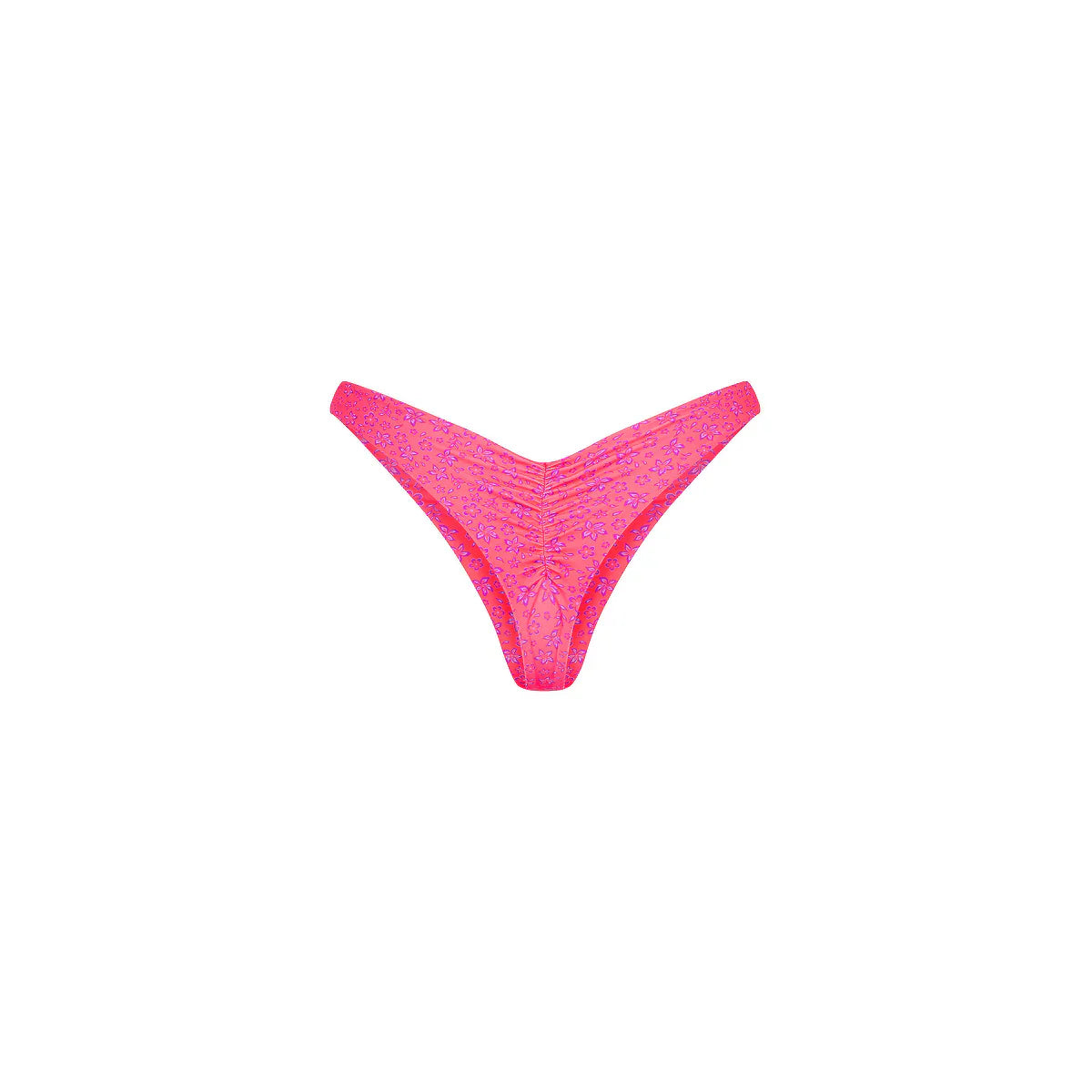 Gathered Deep V Thong Bikini Bottom - Kiss Me