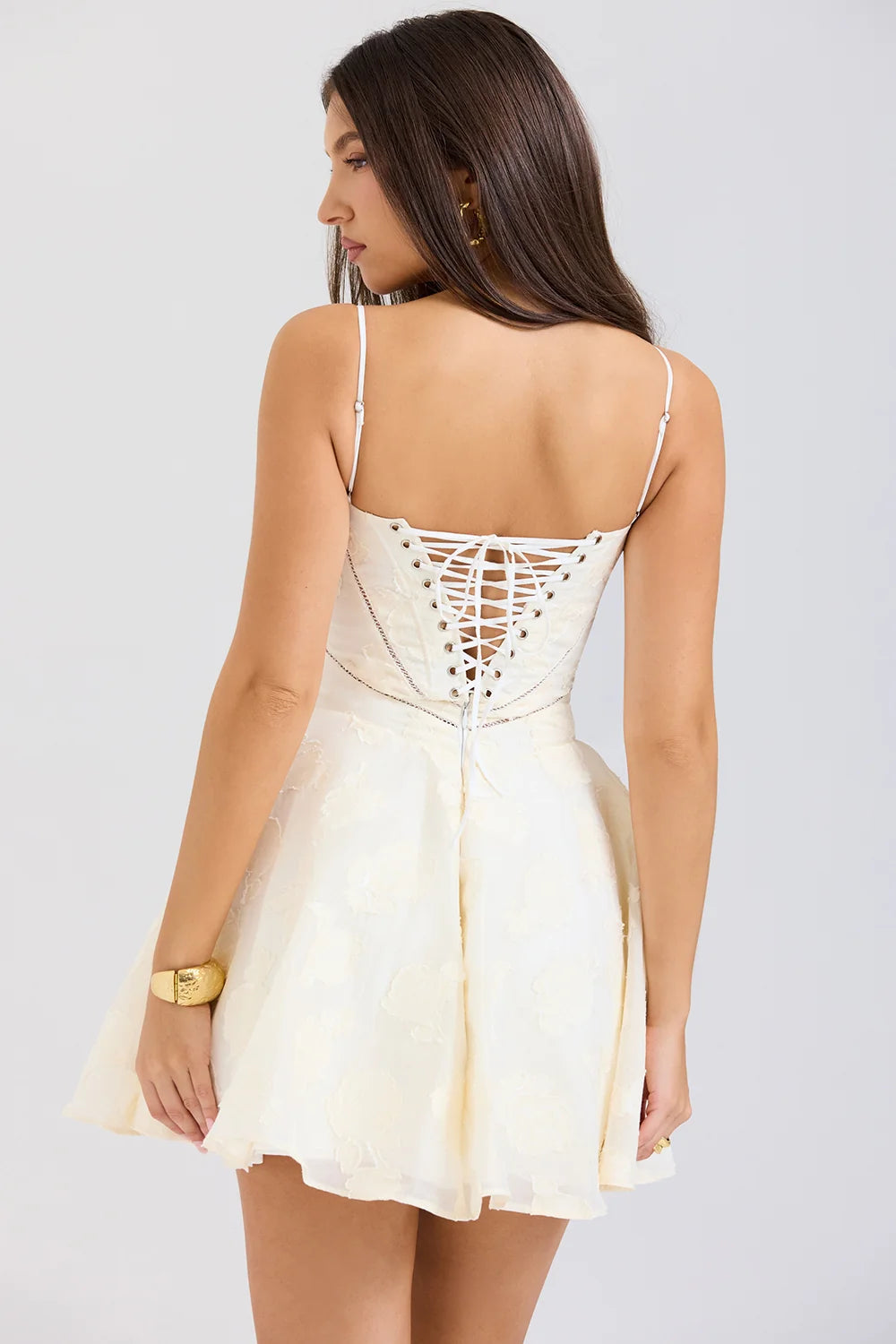 vintage cream floral mini dress