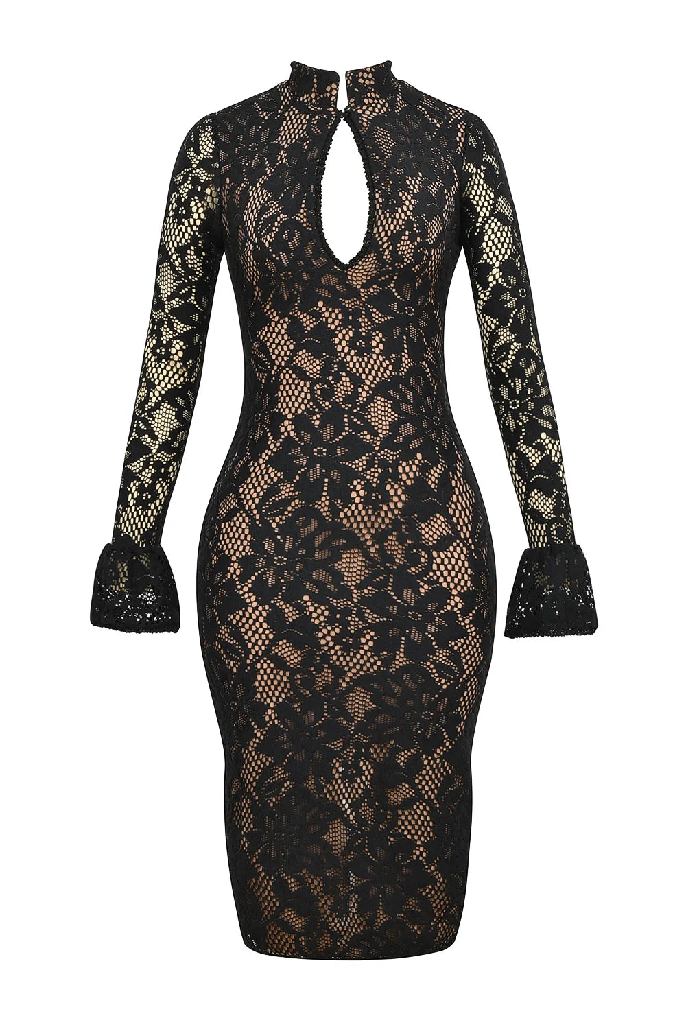 black lace midi dress