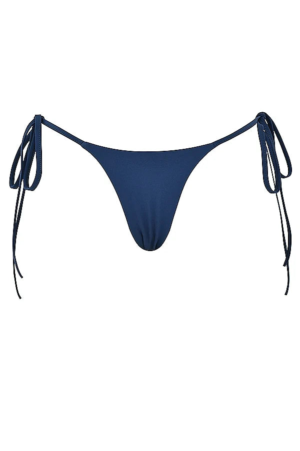 deep blue tie side bikini bottom