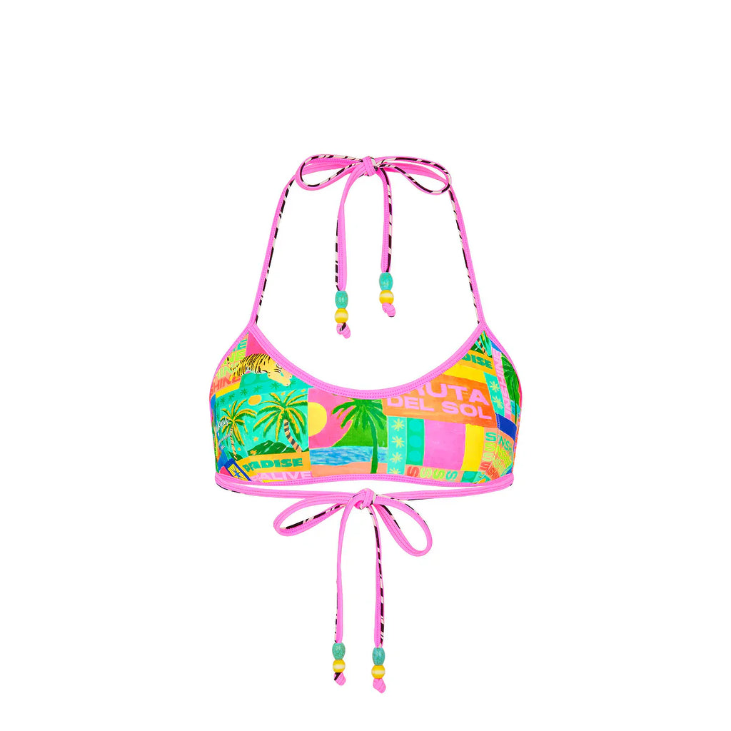 Double Bind Crop Halter Bikini Top - Sun Honey
