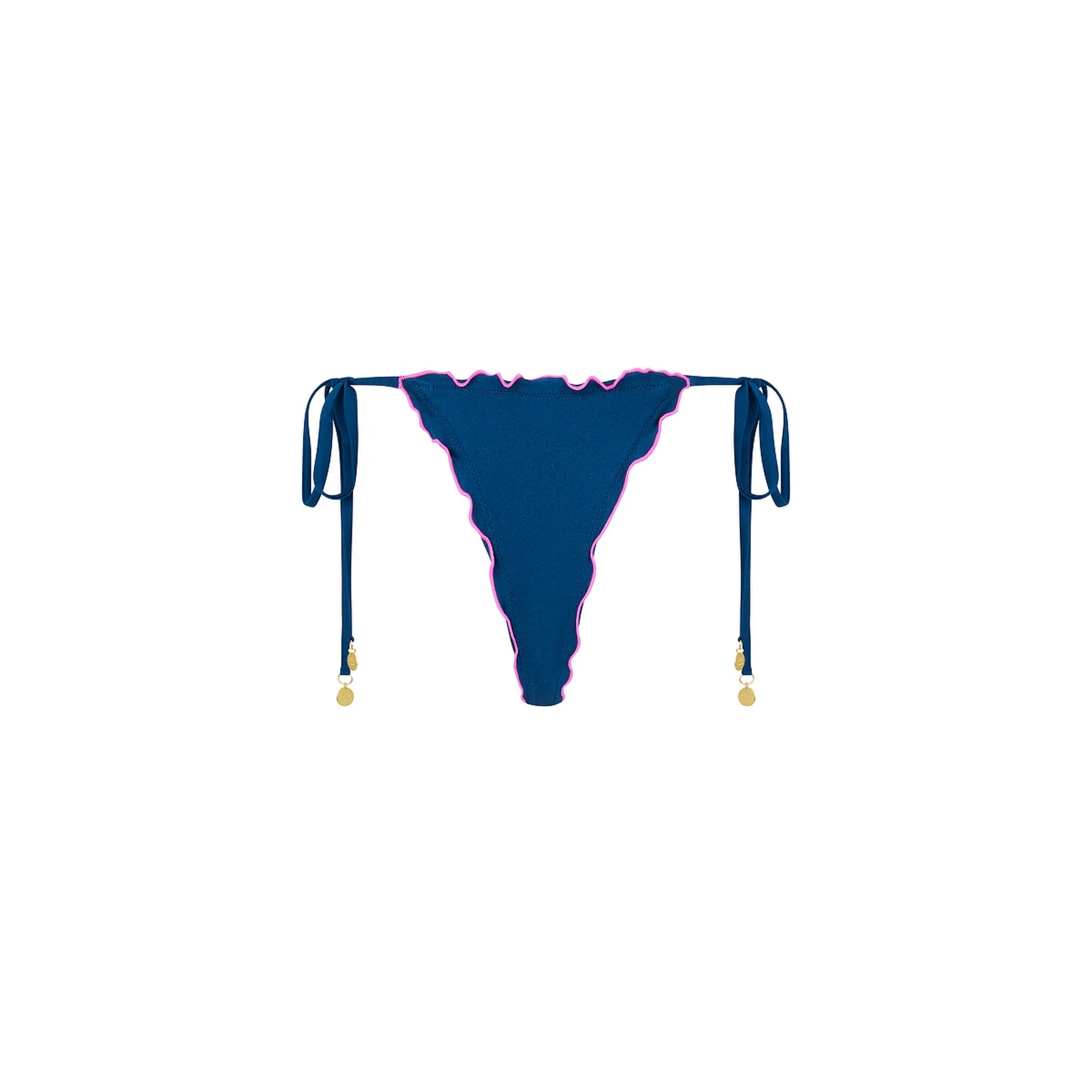 Lettuce Edge Thong Tie Bikini Bottom - Mystic Moon