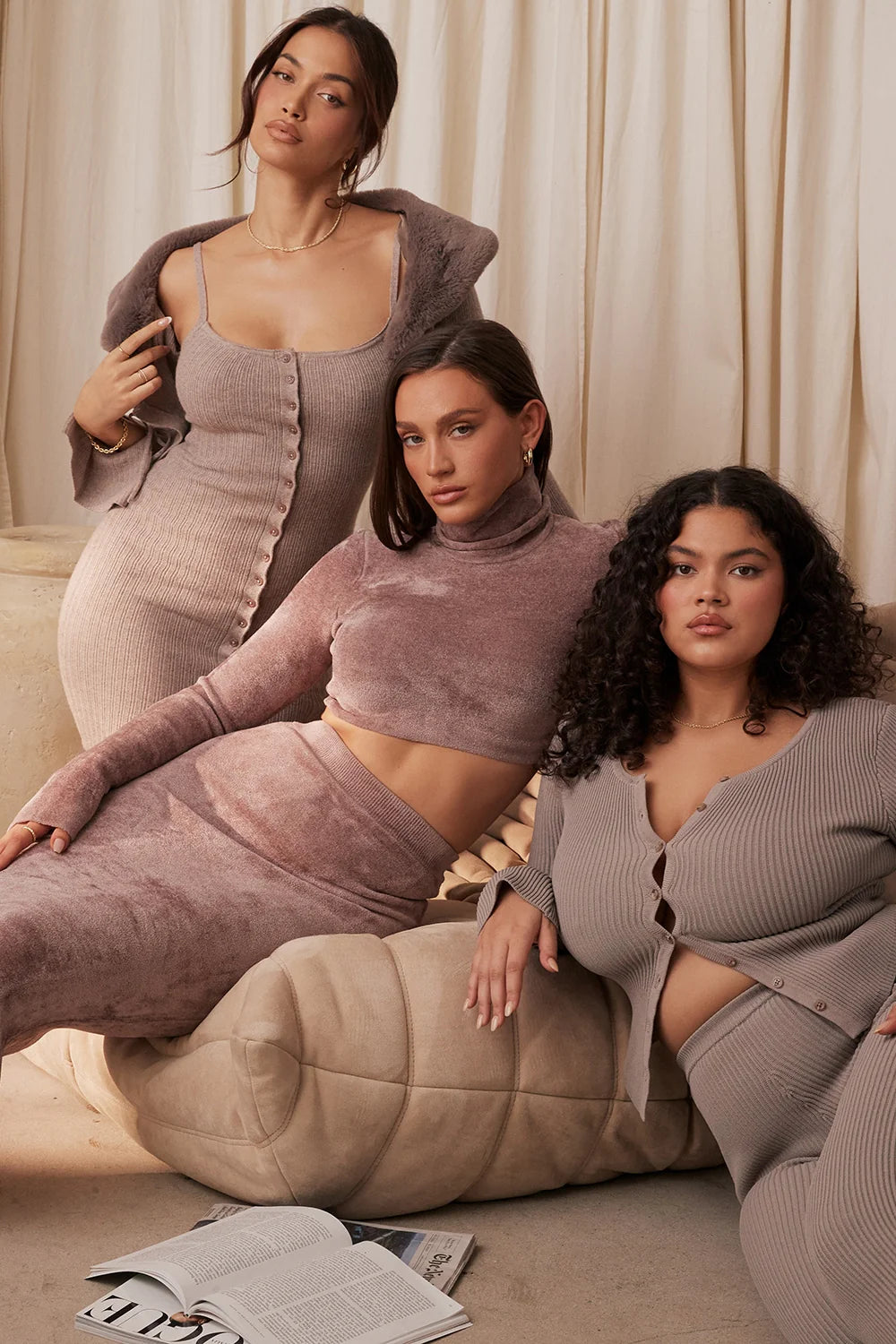 beige cashmere knit midi dress - sale