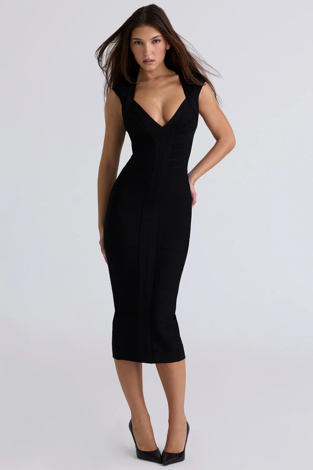 black bandage midi dress