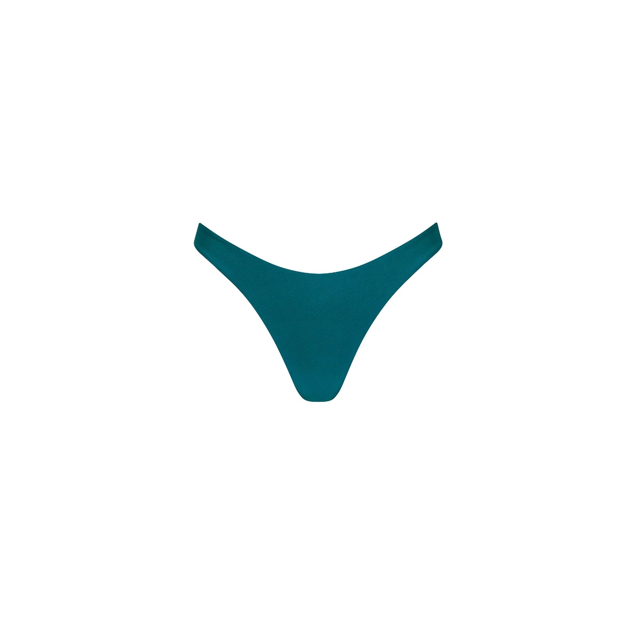 Gathered Deep V Thong Bikini Bottom - Laguna Haze