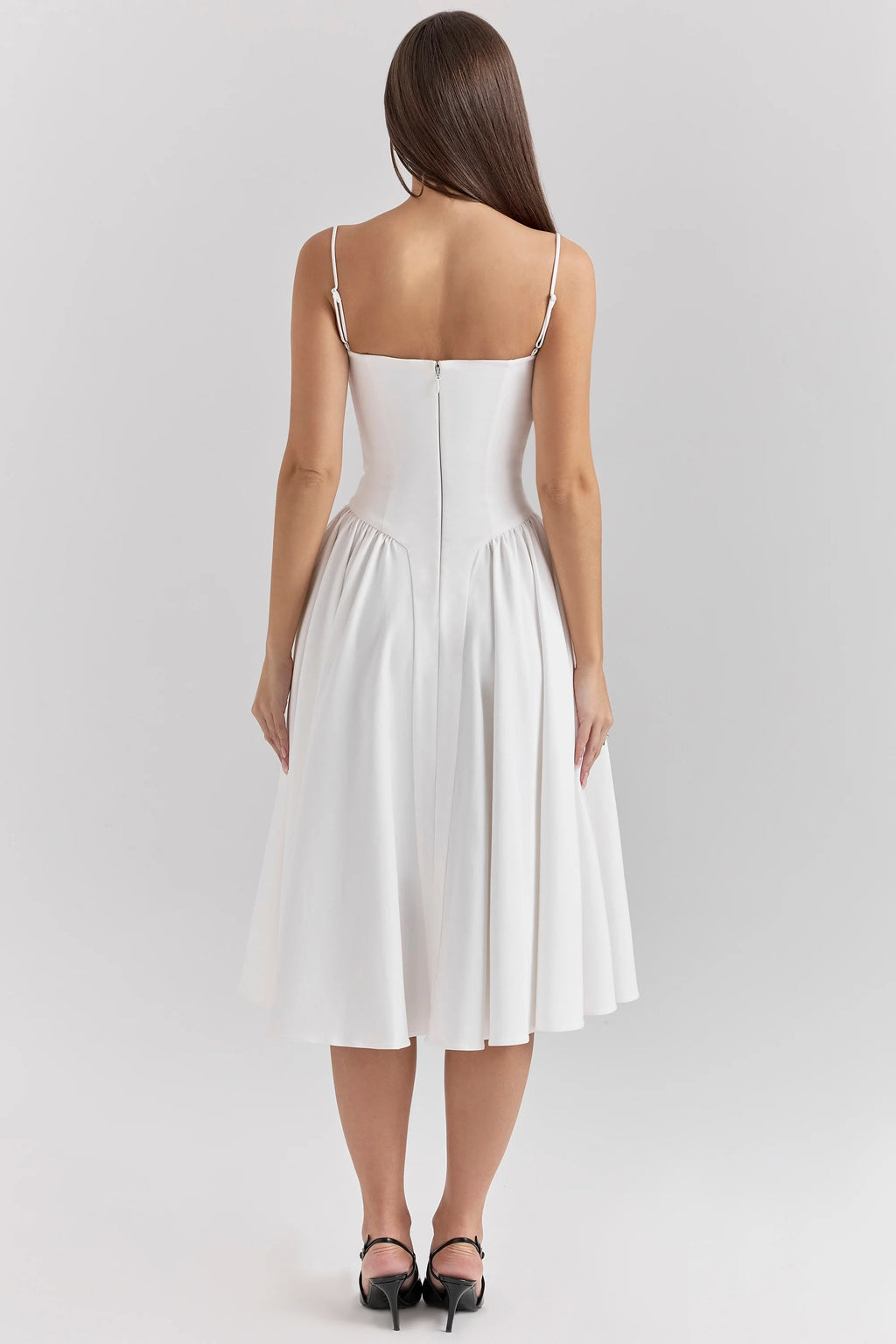white corset midi dress