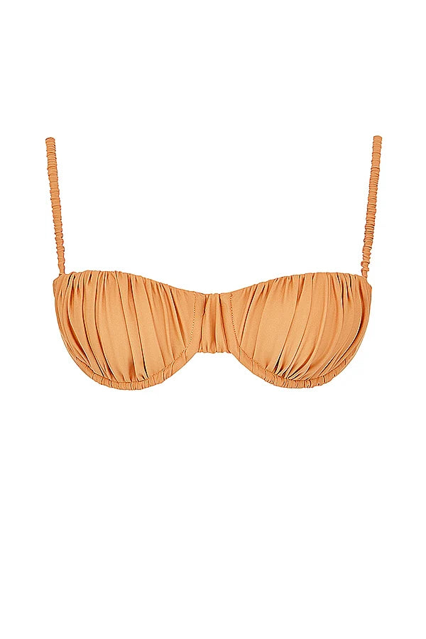 light orange ruched bikini top