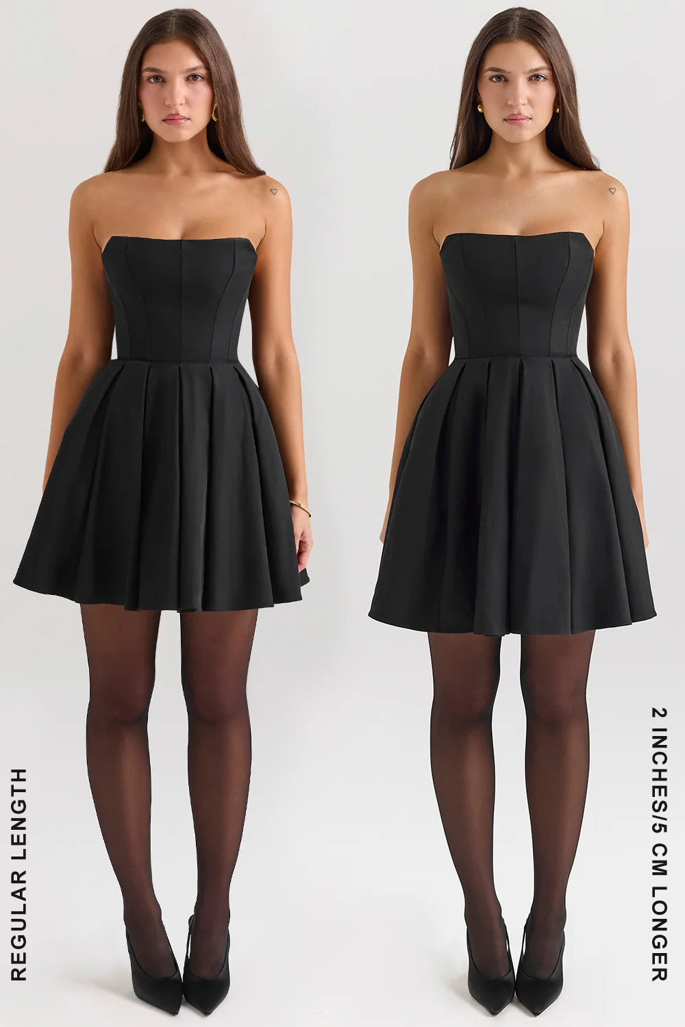 black strapless detachable bow mini dress