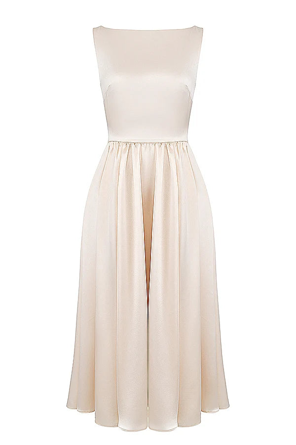 vintage cream midi dress