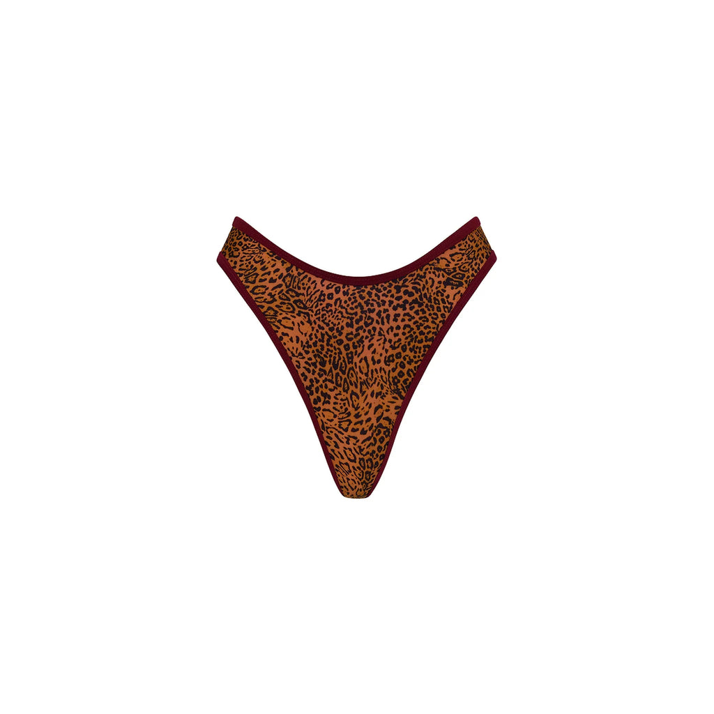 High Leg Thong Bikini Bottom - Wild Rose