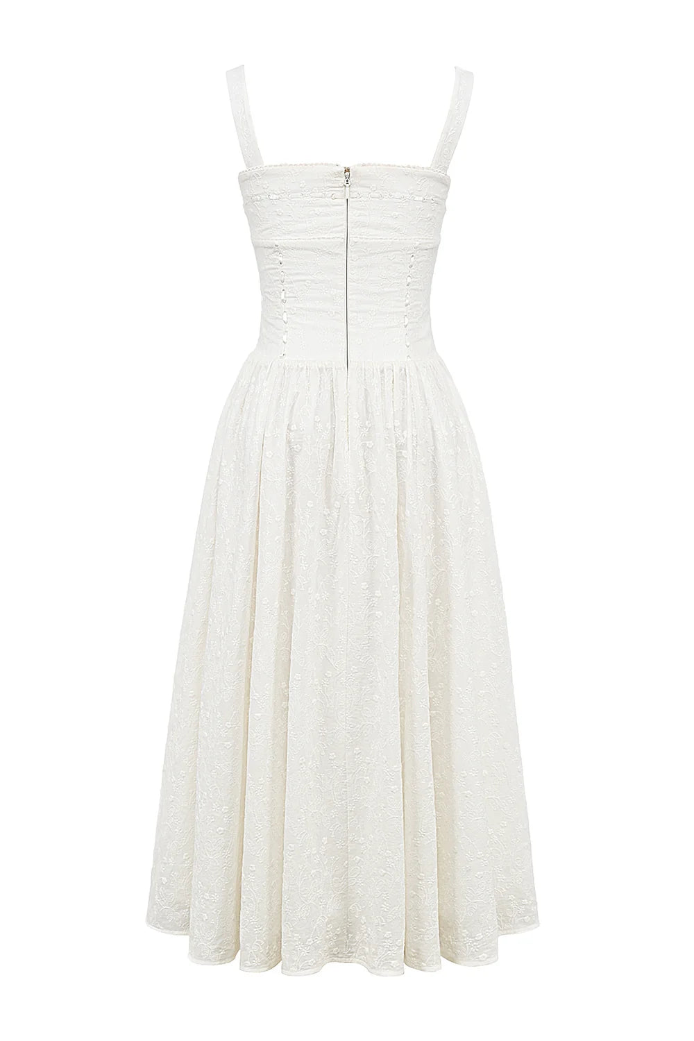 white broderie anglais midi sundress