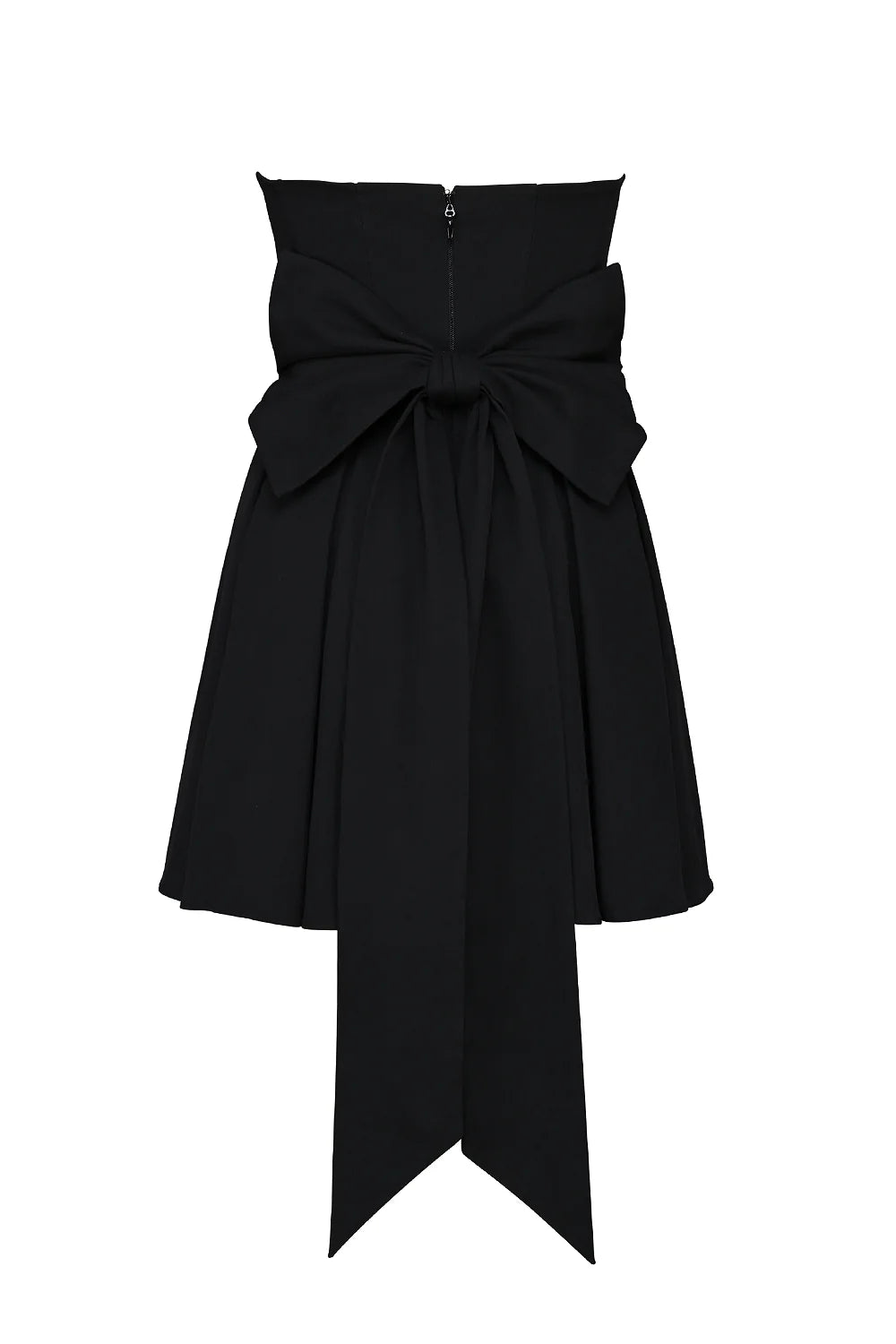 black strapless detachable bow mini dress