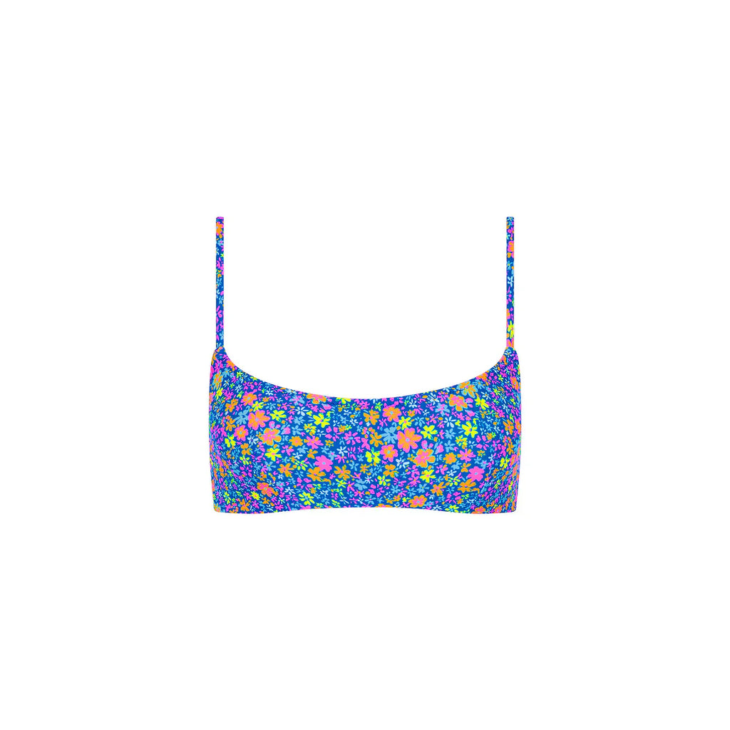 Invisible Underwire Crop Bikini Top - Electric Bloom