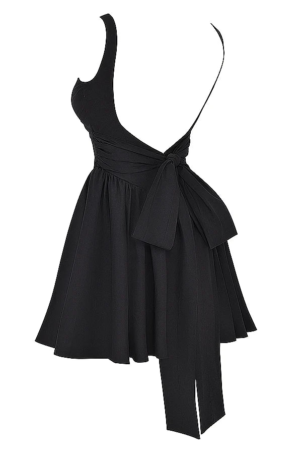 black bow mini dress