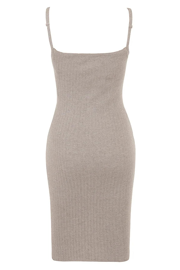 beige cashmere knit midi dress - sale