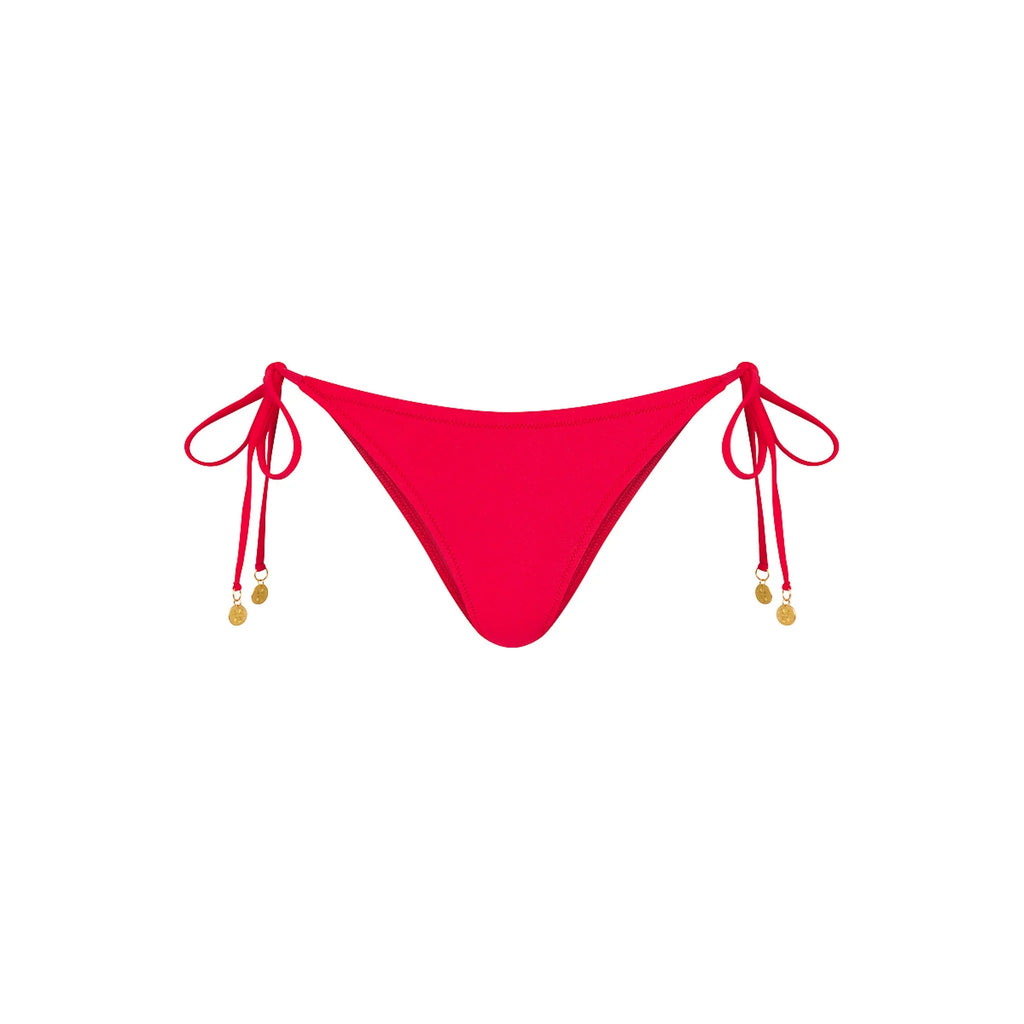 Full Coverage Tie Bikini Bottom - Cherry Crush