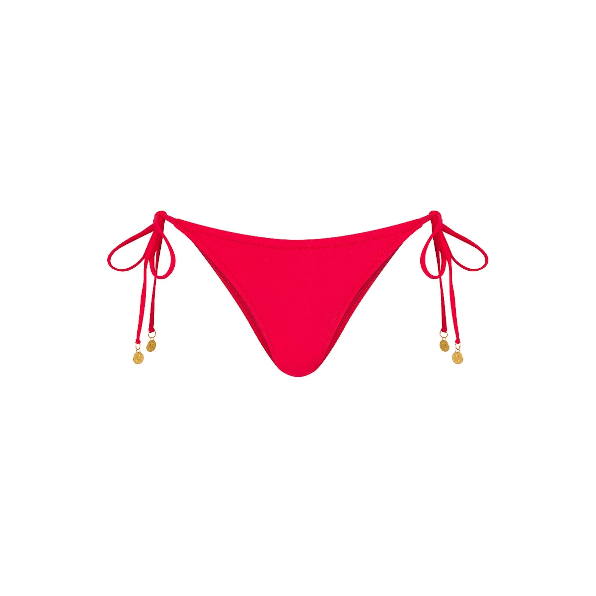 Full Coverage Tie Bikini Bottom - Cherry Crush