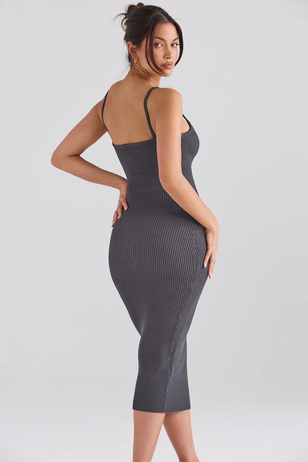 charcoal knit midi dress - sale