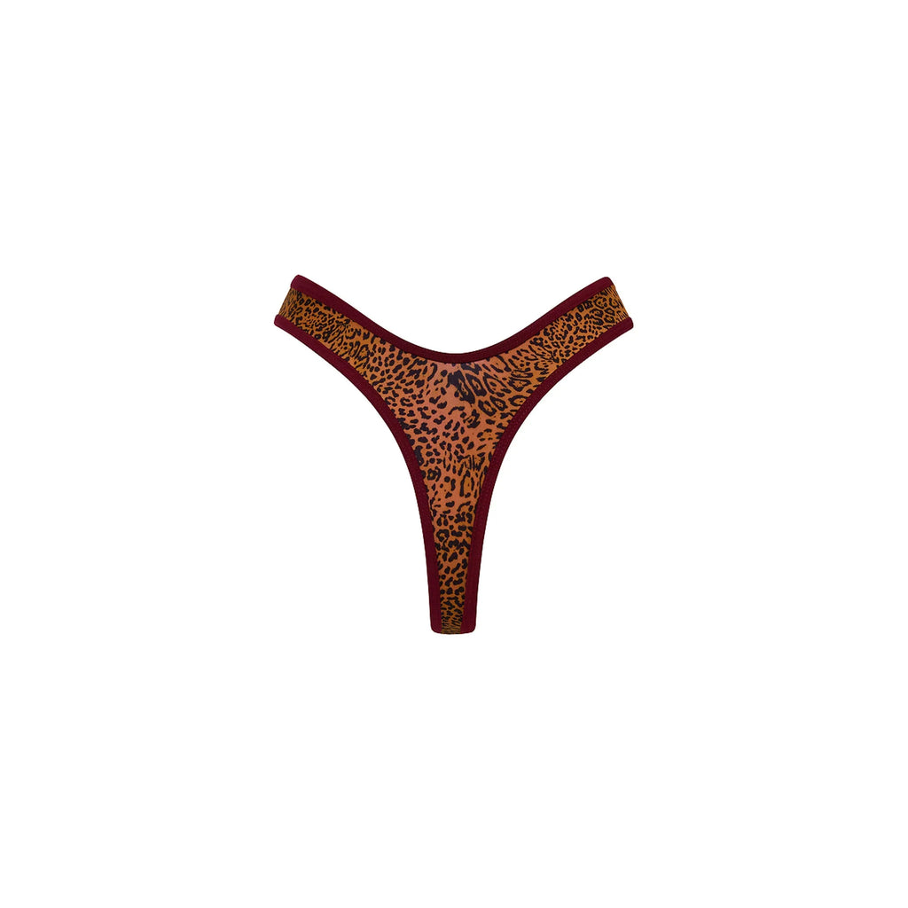 High Leg Thong Bikini Bottom - Wild Rose