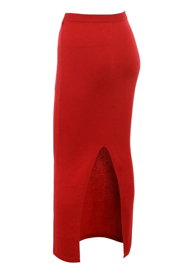 holly red cashmere blend midi skirt