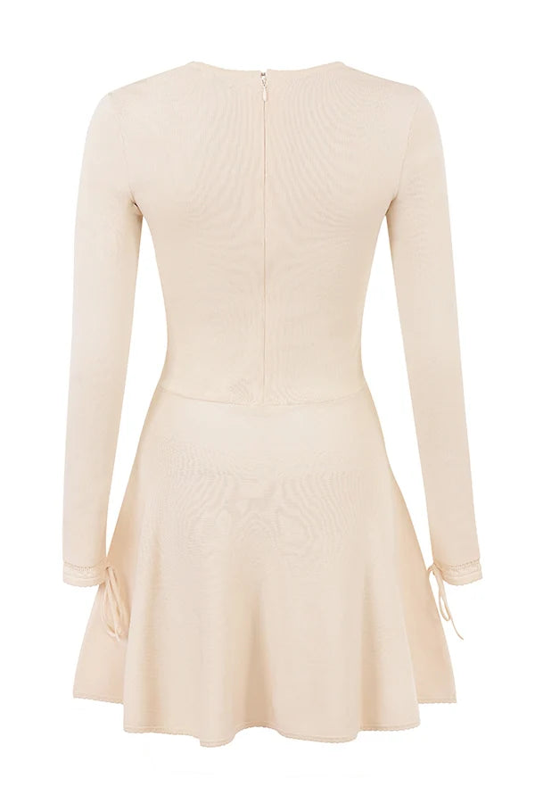 cream dainty knit mini dress