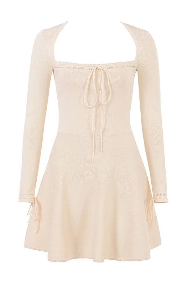 cream dainty knit mini dress