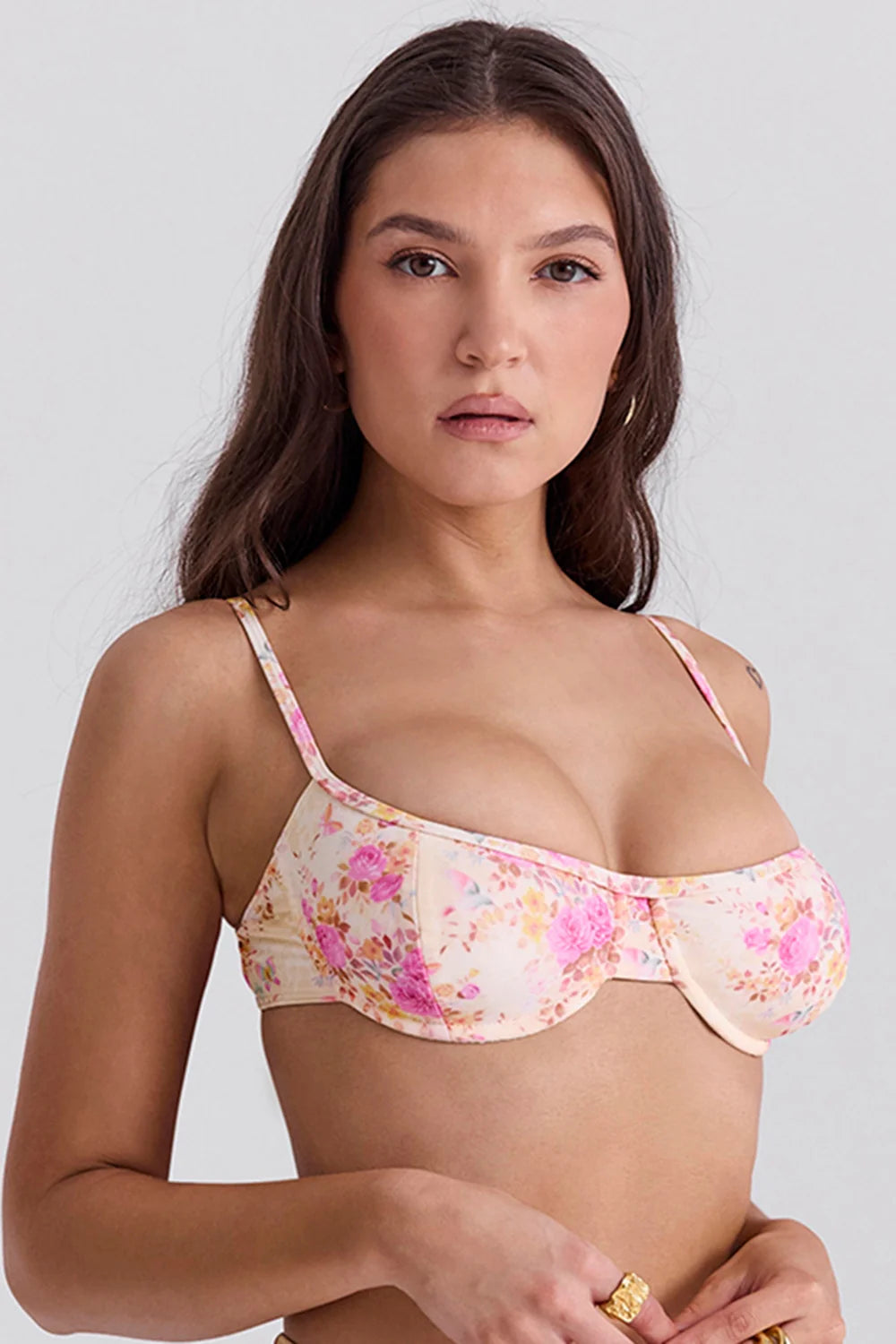 floral print underwired bikini top